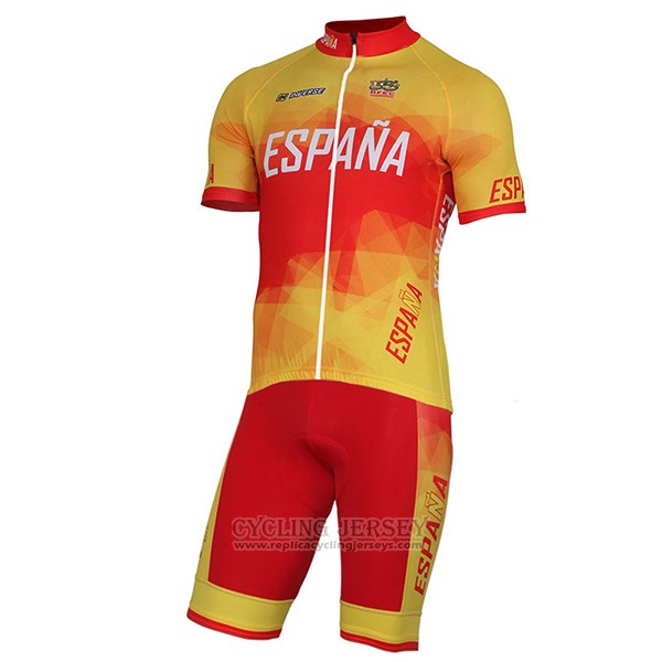 2017 Cycling Jersey Spain Yellow and Red Short Sleeve and Bib Short